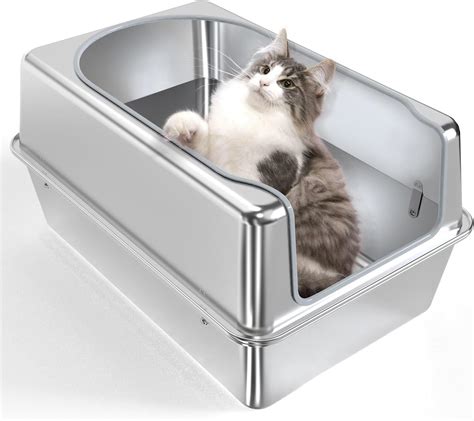 cat litter box steel|deep stainless steel litter box.